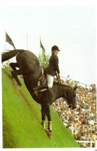 Caroline Bradley negotiating the Hickstead Derby Bank